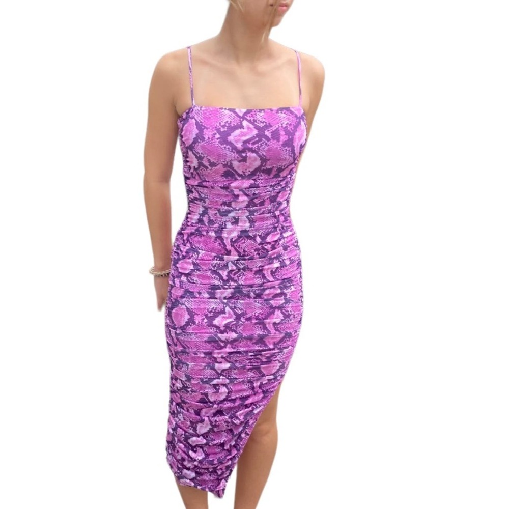 Steve Madden  Purple Animal Print Bodycon Midi Dress Size Small